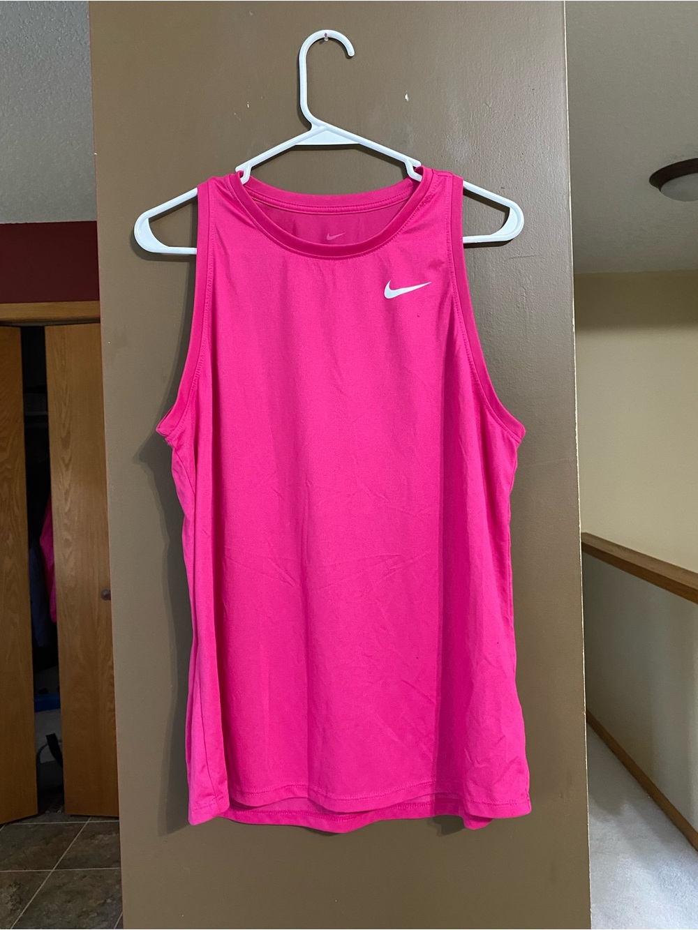 Nike Women's Pink Athletic Tank with White Swoosh